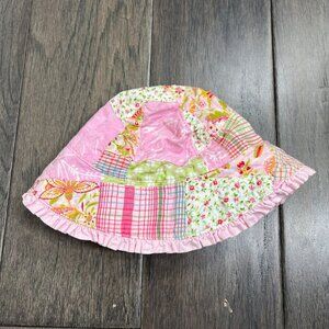 Vintage 2004 Baby Gap Patchwork Floral Bucket Hat Ruffle Sun Hat 0-6M